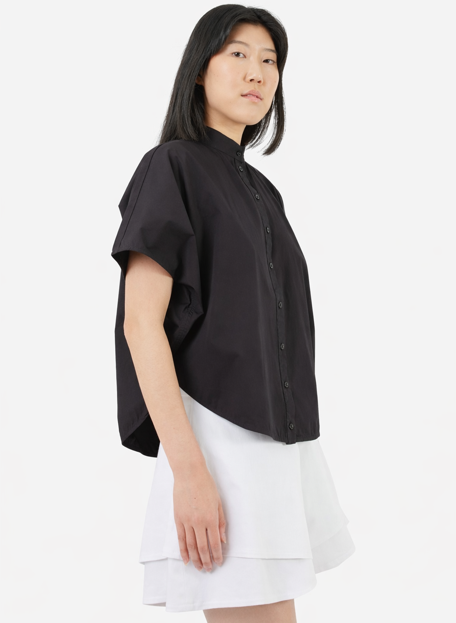 Rounded Hem Shirt - Black