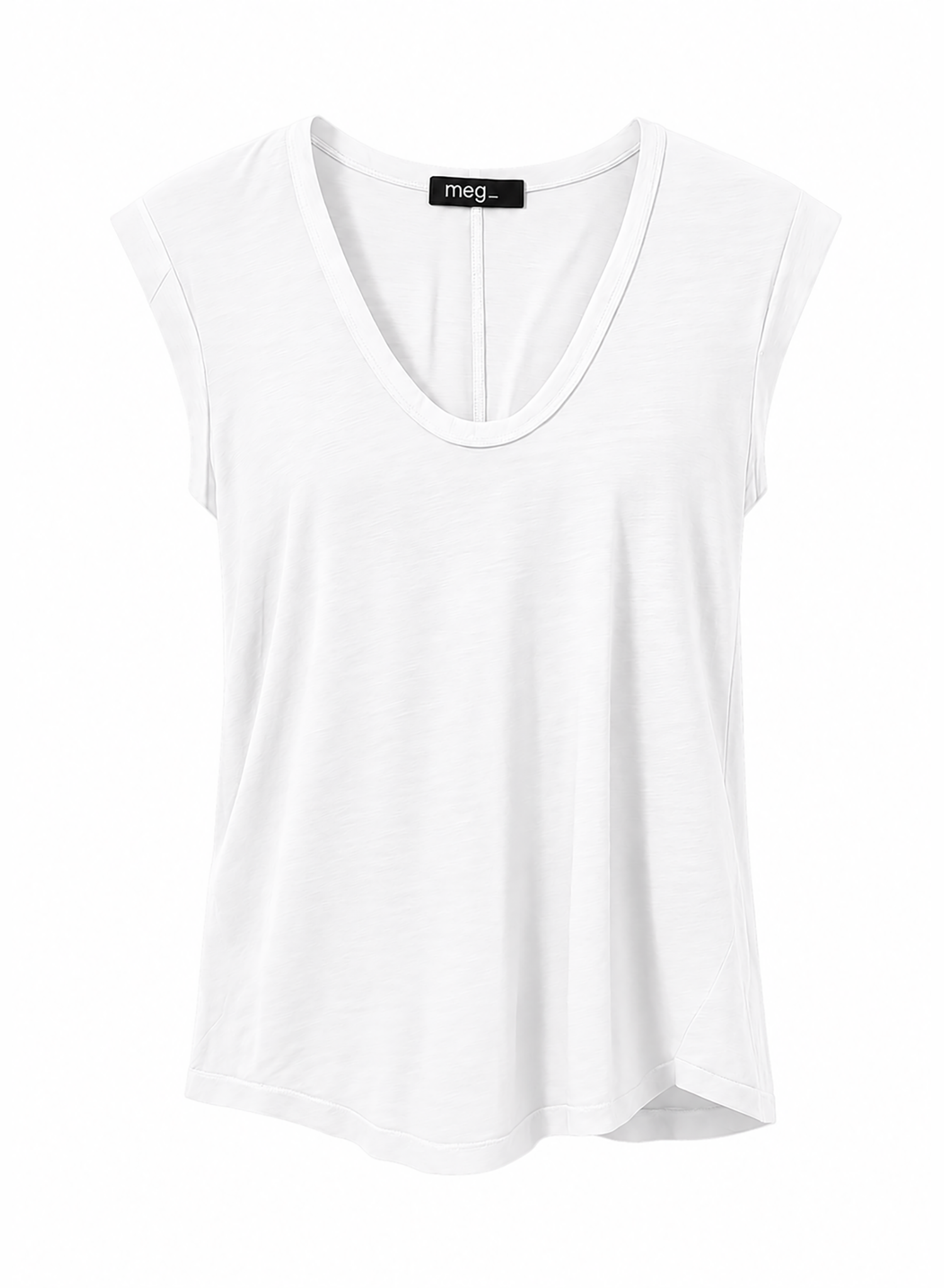 Scoop Neck Tee - White - Meg