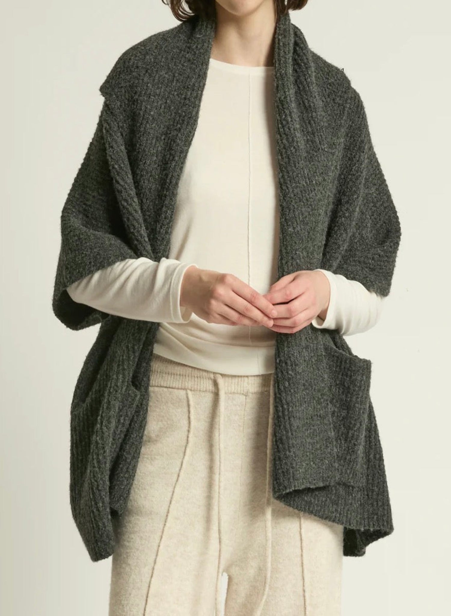 Shawl Cardigan - Charcoal - Meg