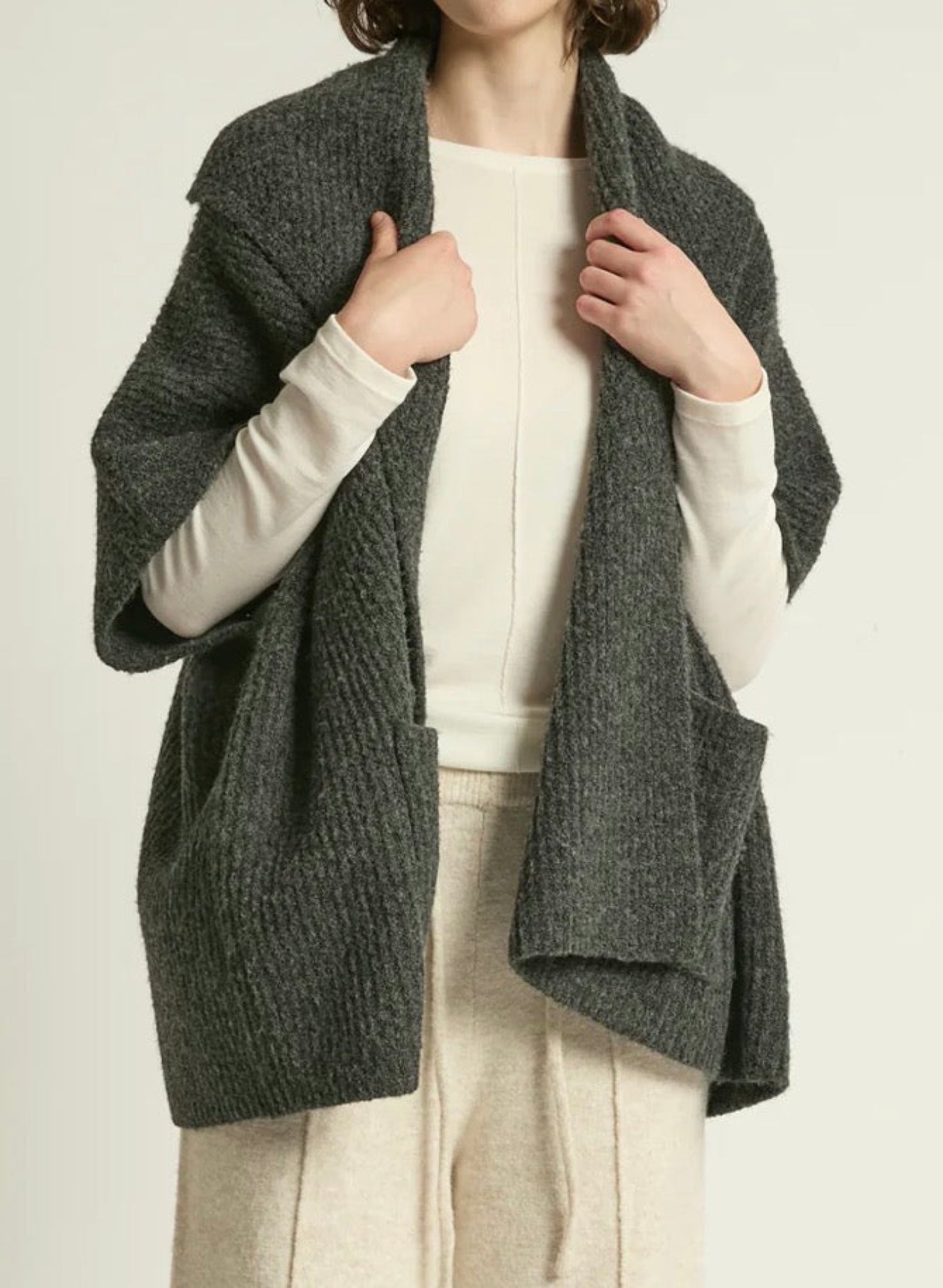 Shawl Cardigan - Charcoal - Meg