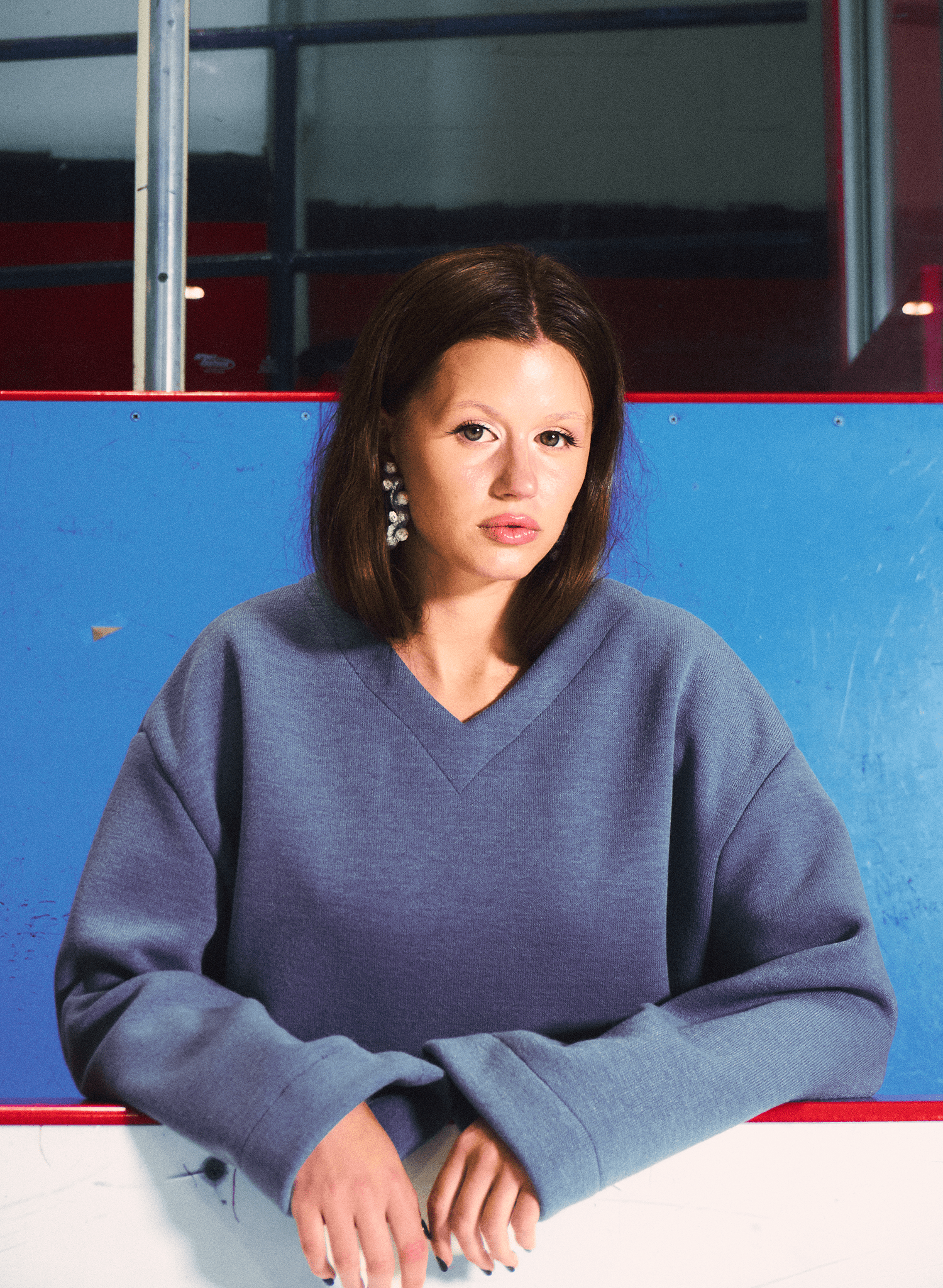 Skating V-Neck Sweater - Blue (PRE-ORDER) - Meg