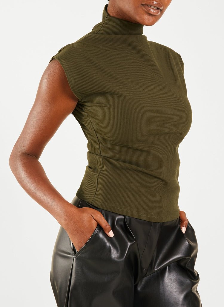 Sleeveless Skinny Top - Olive - Meg Canada