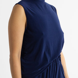 Sleeveless Turtleneck Top - Navy - Meg