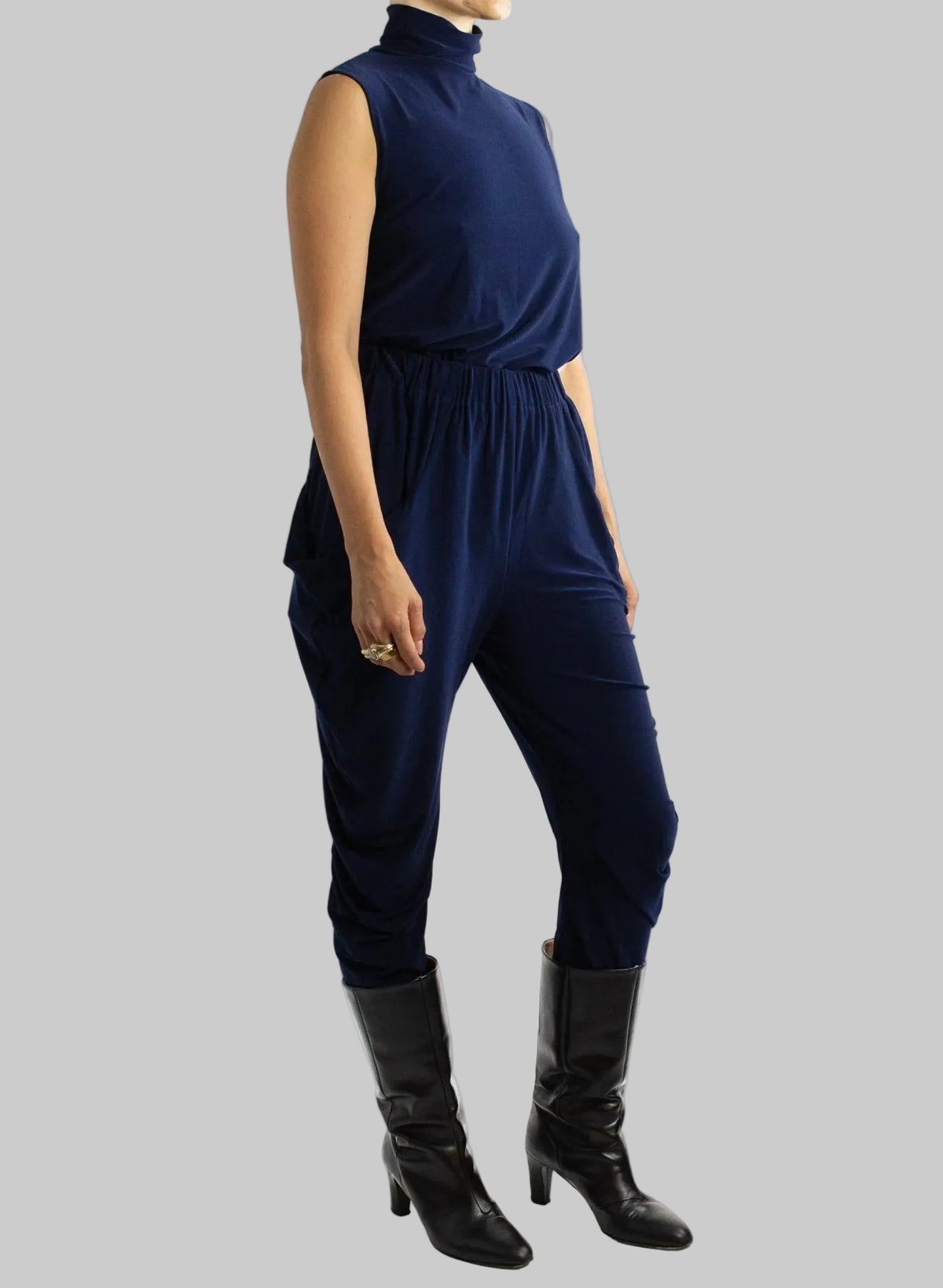 Sleeveless Turtleneck Top - Navy - Meg