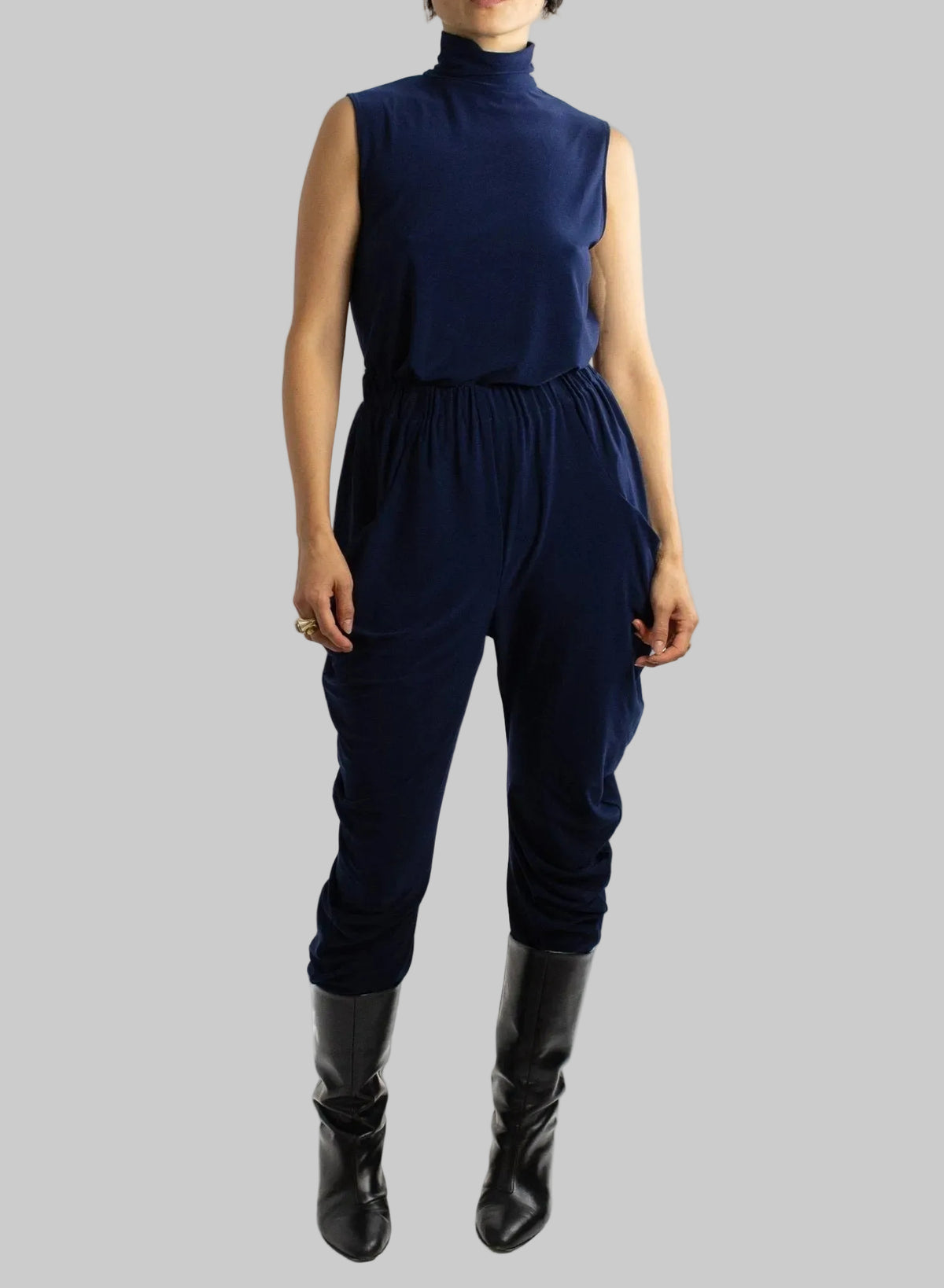 Sleeveless Turtleneck Top - Navy - Meg