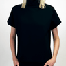 Short sleeve mod mock turtle neck ponte top - Black - Meg