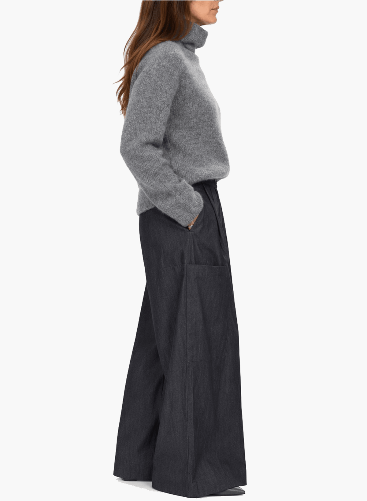 Soft Funnel Neck Sweater - Grey - Meg
