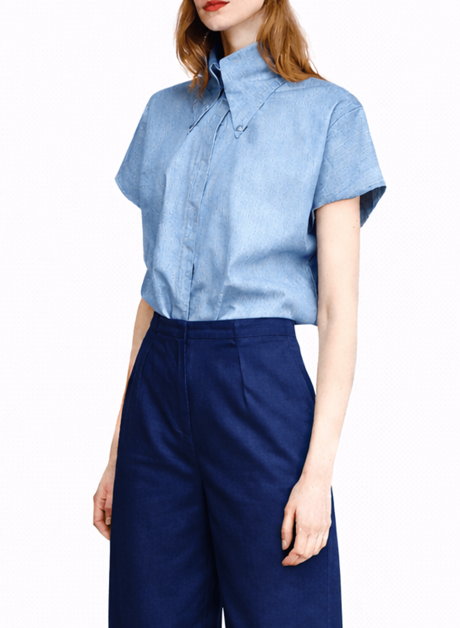 Summer Big Collar Shirt - Light Blue Denim (PRE - ORDER) - Meg