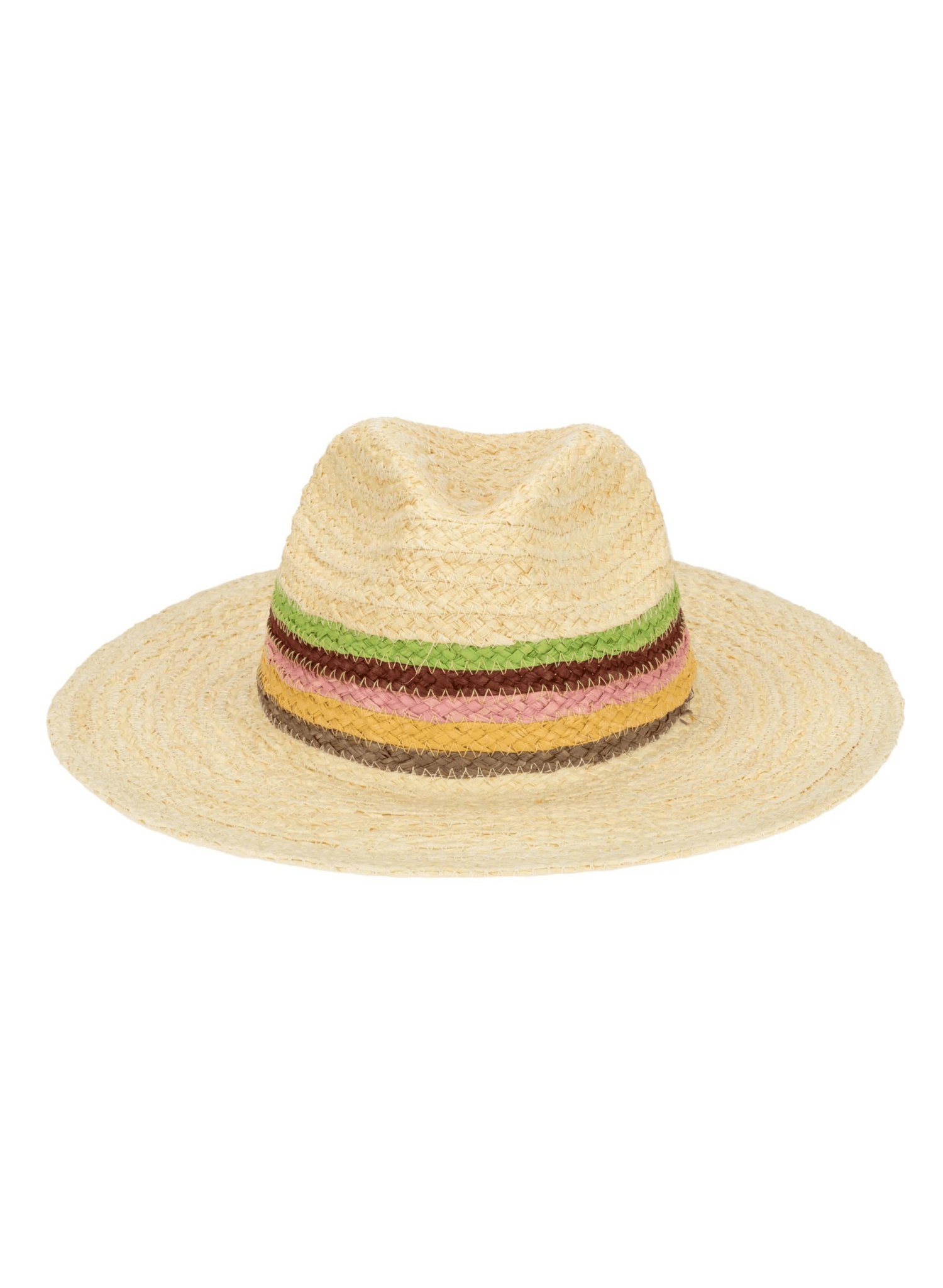 Sun Bather - Raffia Braid Fedora with Mixed Band - Rainbow - Meg