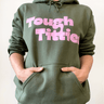 Tough Titties Hooded sweatshirt - Olive and Pink - Breast Cancer Awareness - Meg