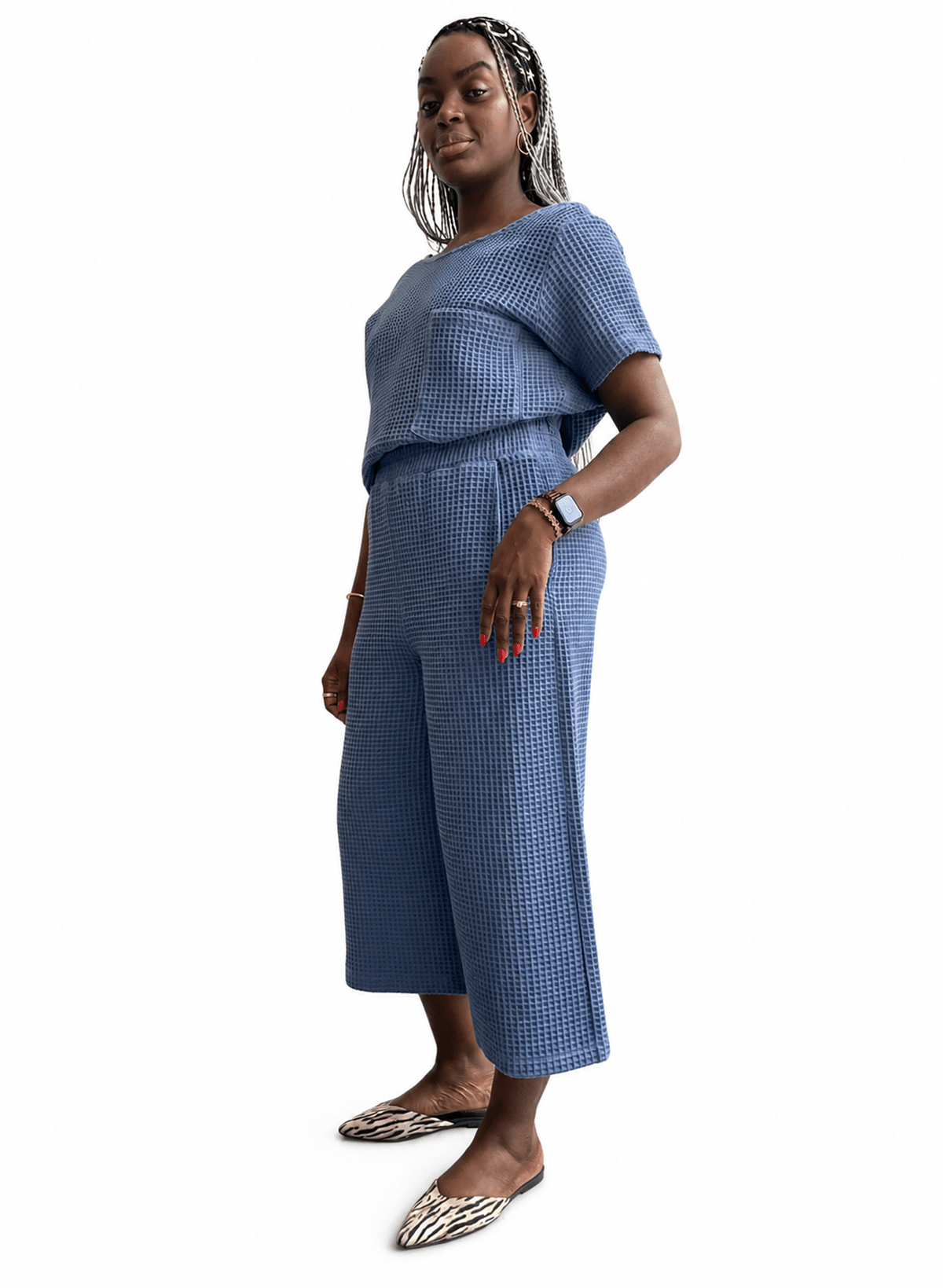 Wide Leg Jogger Pant - Steel Blue - Meg