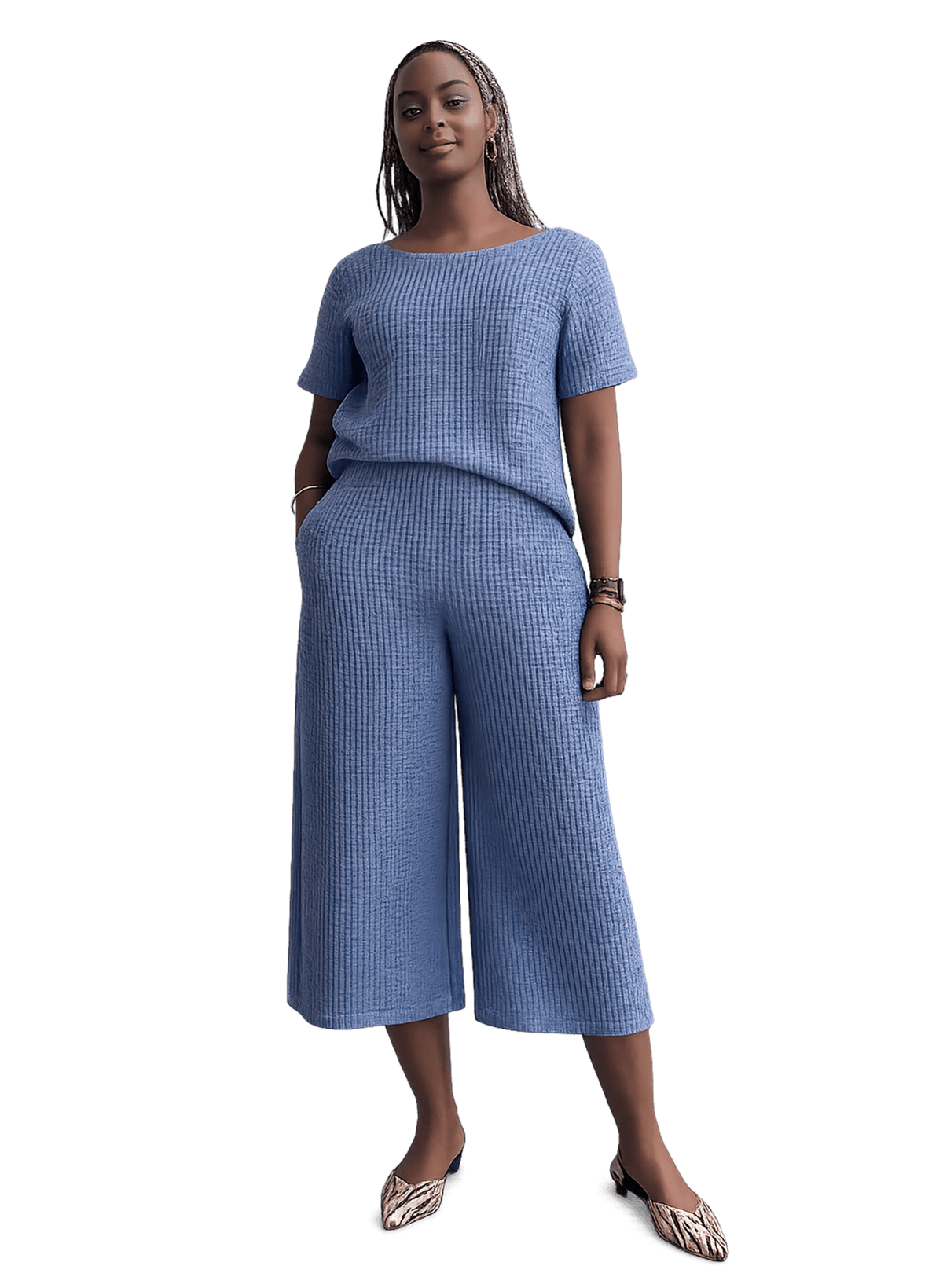 Wide Leg Jogger Pant - Steel Blue - Meg