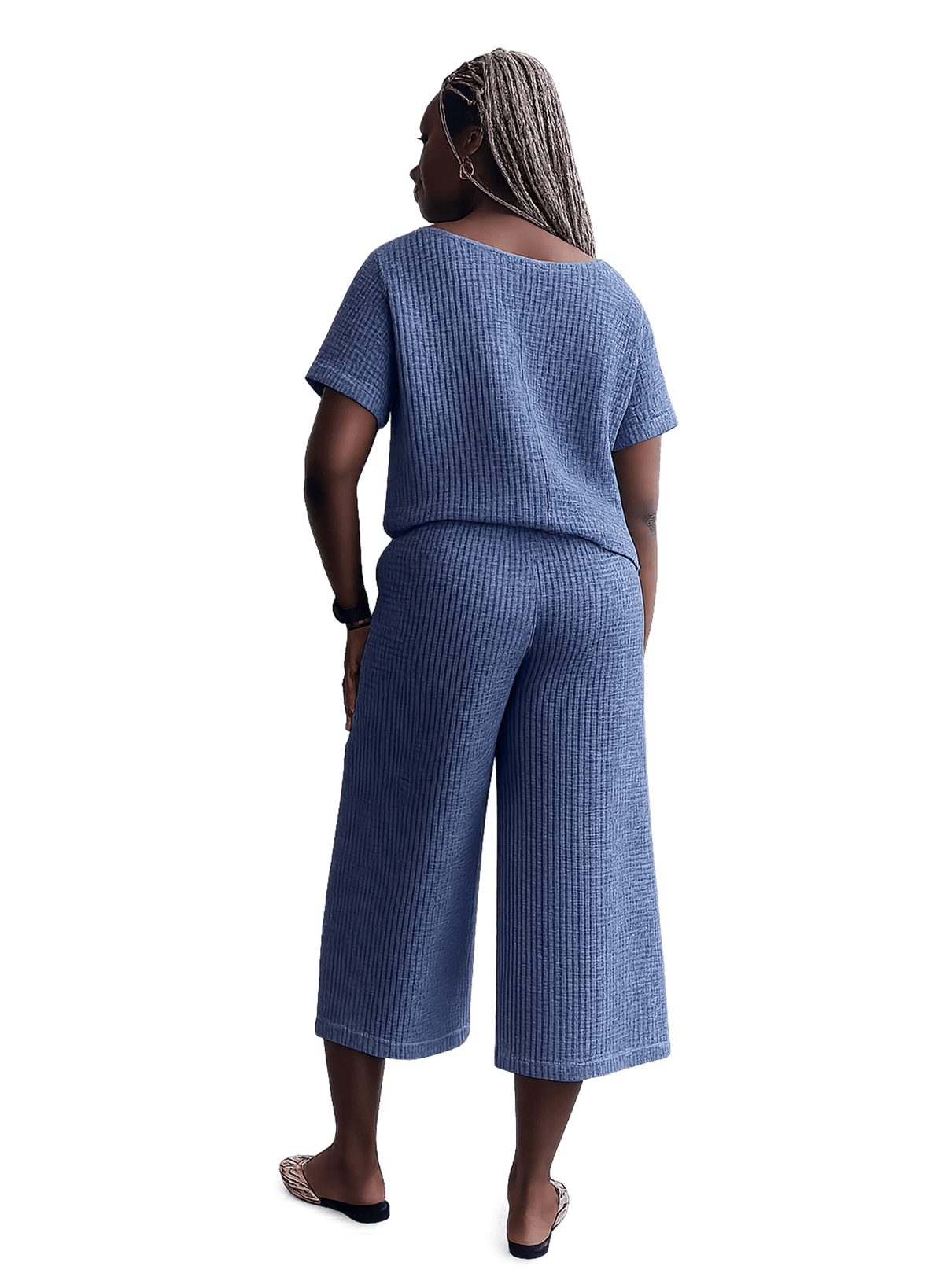 Wide Leg Jogger Pant - Steel Blue - Meg