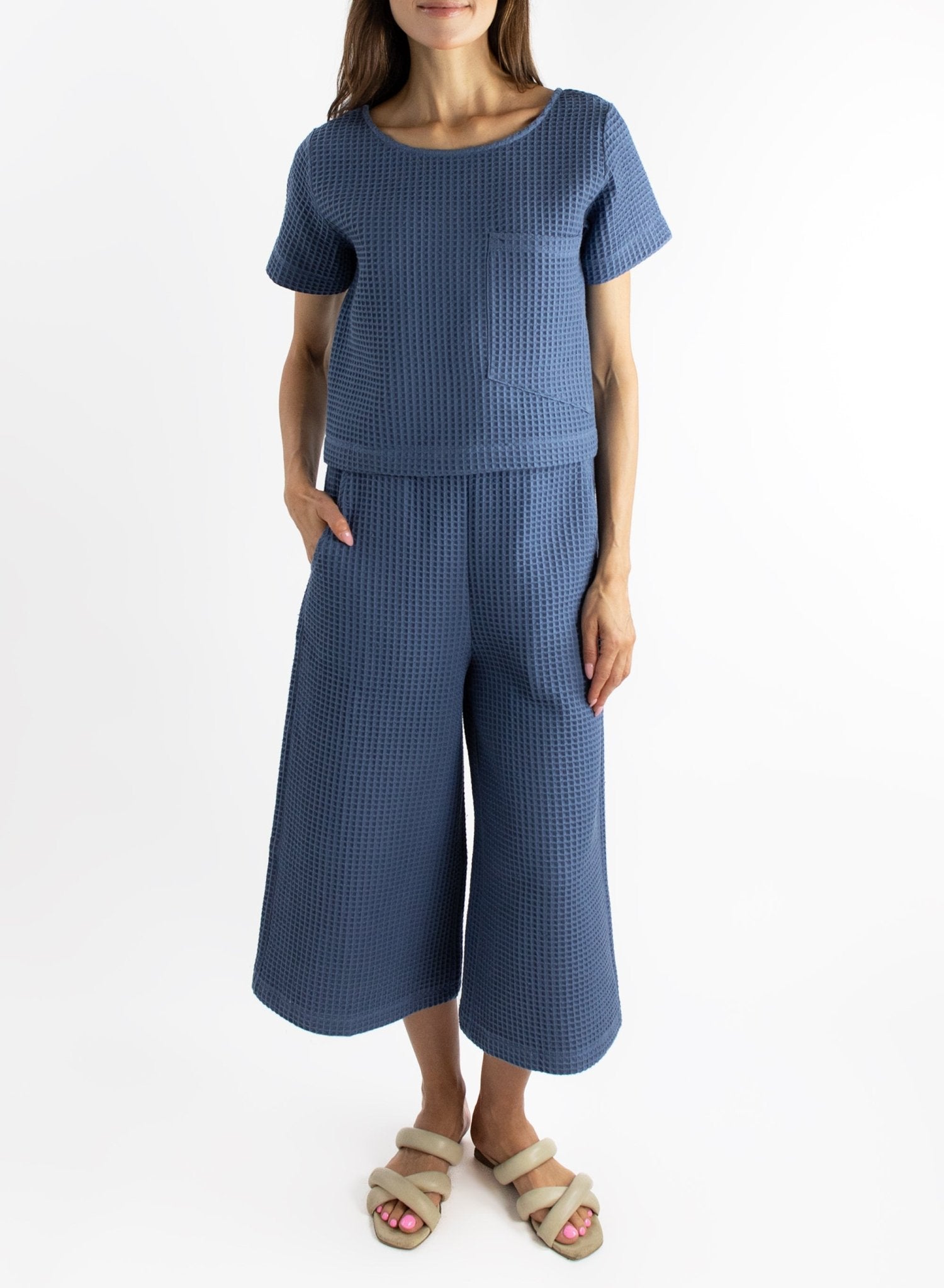 Wide Leg Jogger Pant - Steel Blue - Meg