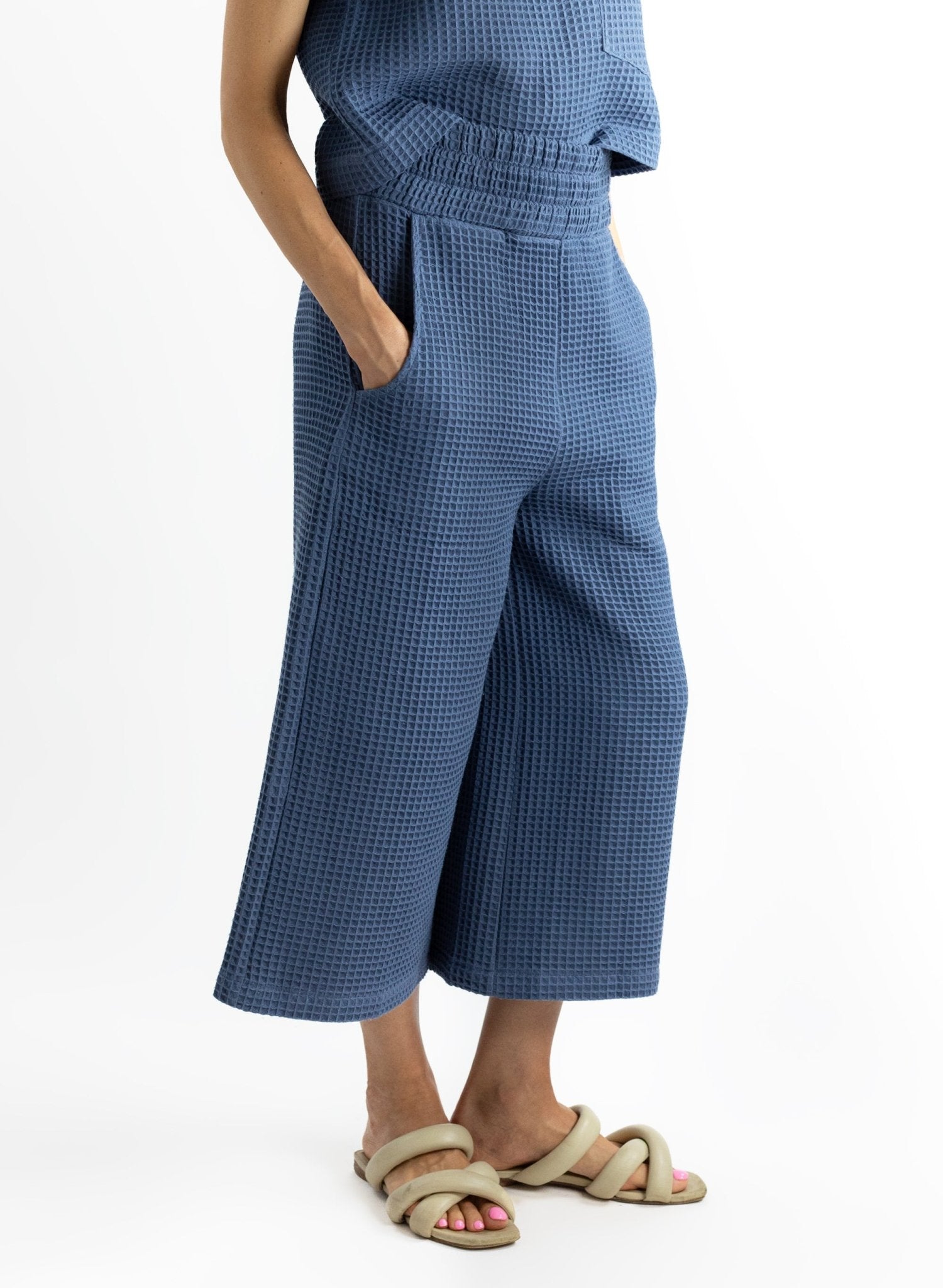 Wide Leg Jogger Pant - Steel Blue - Meg