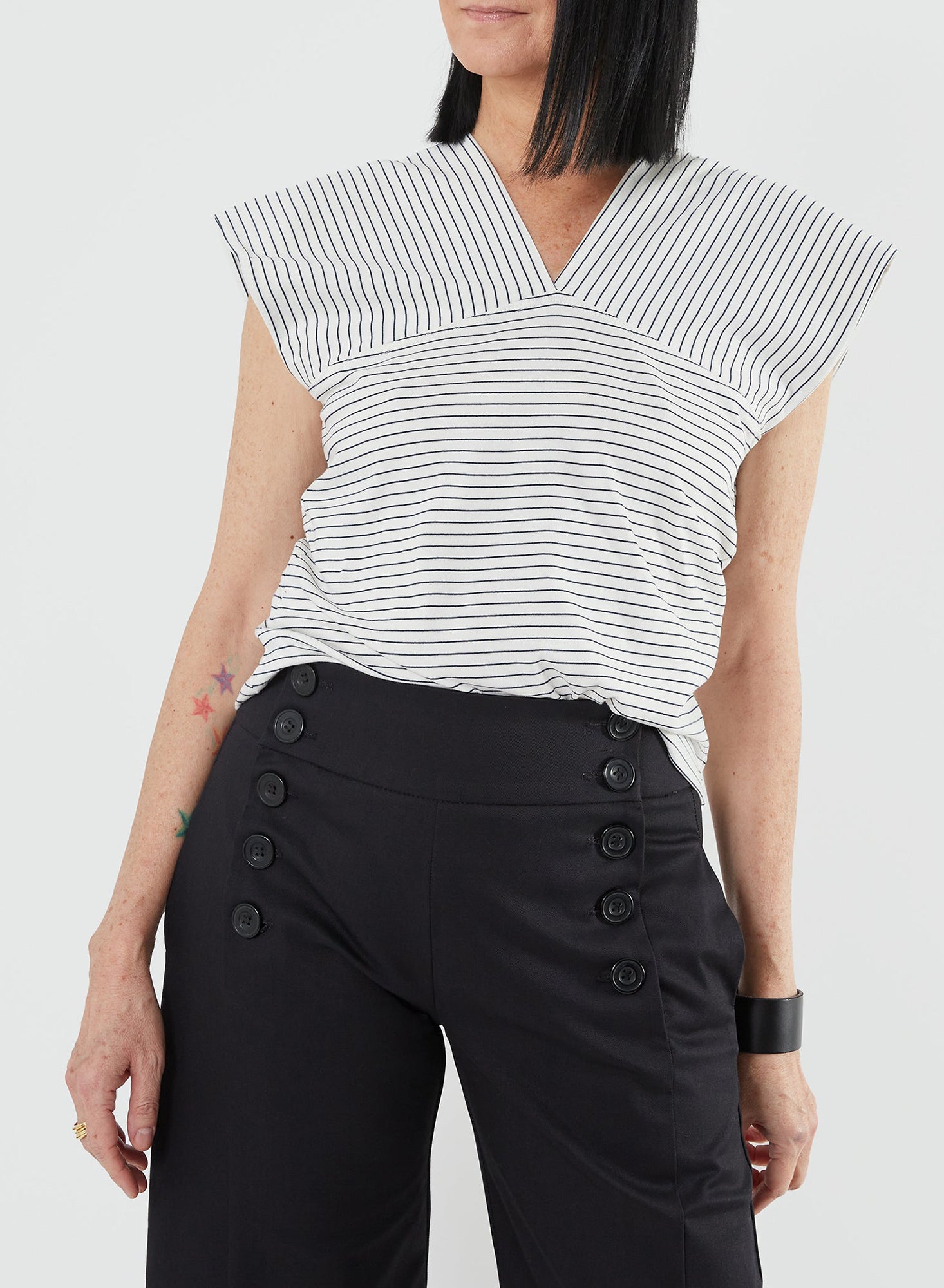 Wide Strap Tank - White/Black - Meg