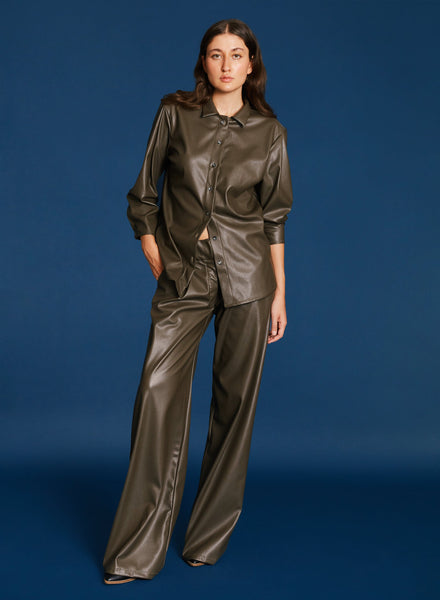 Blu's Blouse - Taupe Pleather (PRE-ORDER) - Meg Canada
