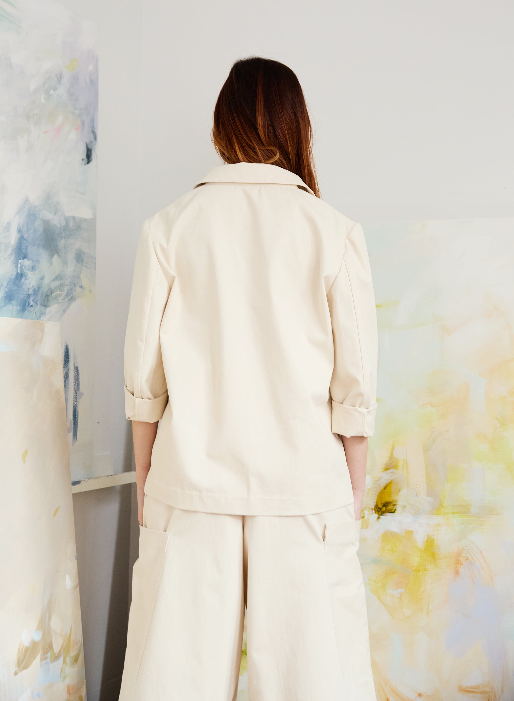 Canvas Blazer - Off White (PRE-ORDER) - Meg Canada