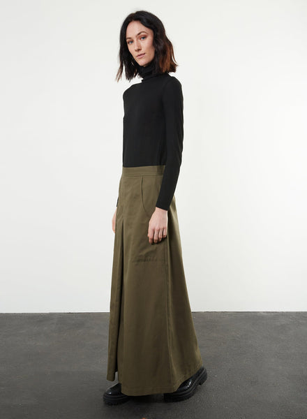 Long Inverted Pleat Skirt - Jalapeño - Meg Canada