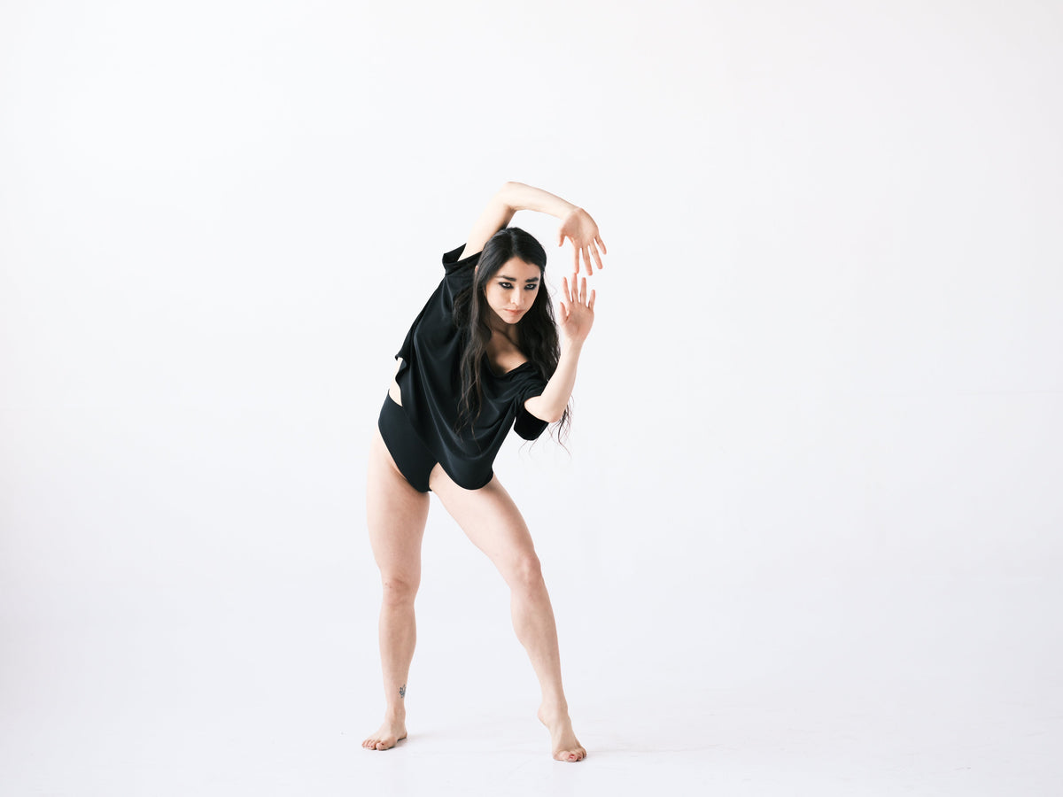 Meg Movement Cowl Neck Tee - Black - Meg Canada