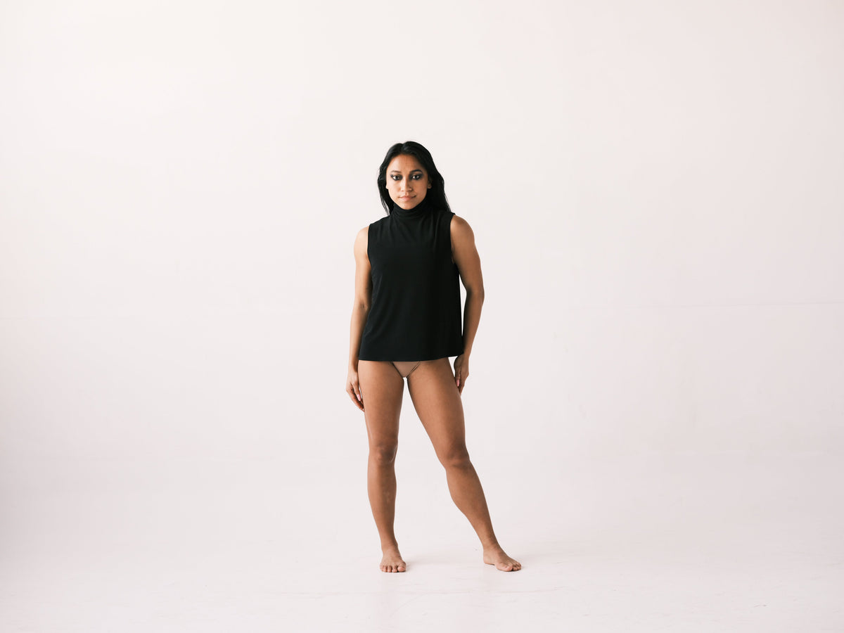 Meg Movement Sleeveless Turtleneck Top - Black - Meg Canada