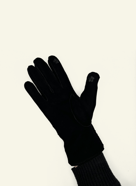 Shearling Suede Gloves - Black - Meg Canada